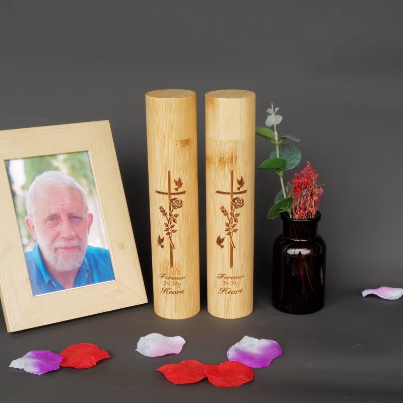 AODIYA Set of 4 Small Bamboo Scattering Urn Tube for Human Ashes, ECO Friendly Bamboo Spreading Cremation Tube Urn for Human Pet Ashes(Pigeon Rose) - Image 5